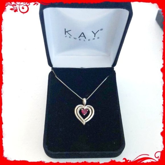 Kay Jewelers NIB Sterling Silver Reversible Ruby & Sapphire Necklace - Picture 5 of 11